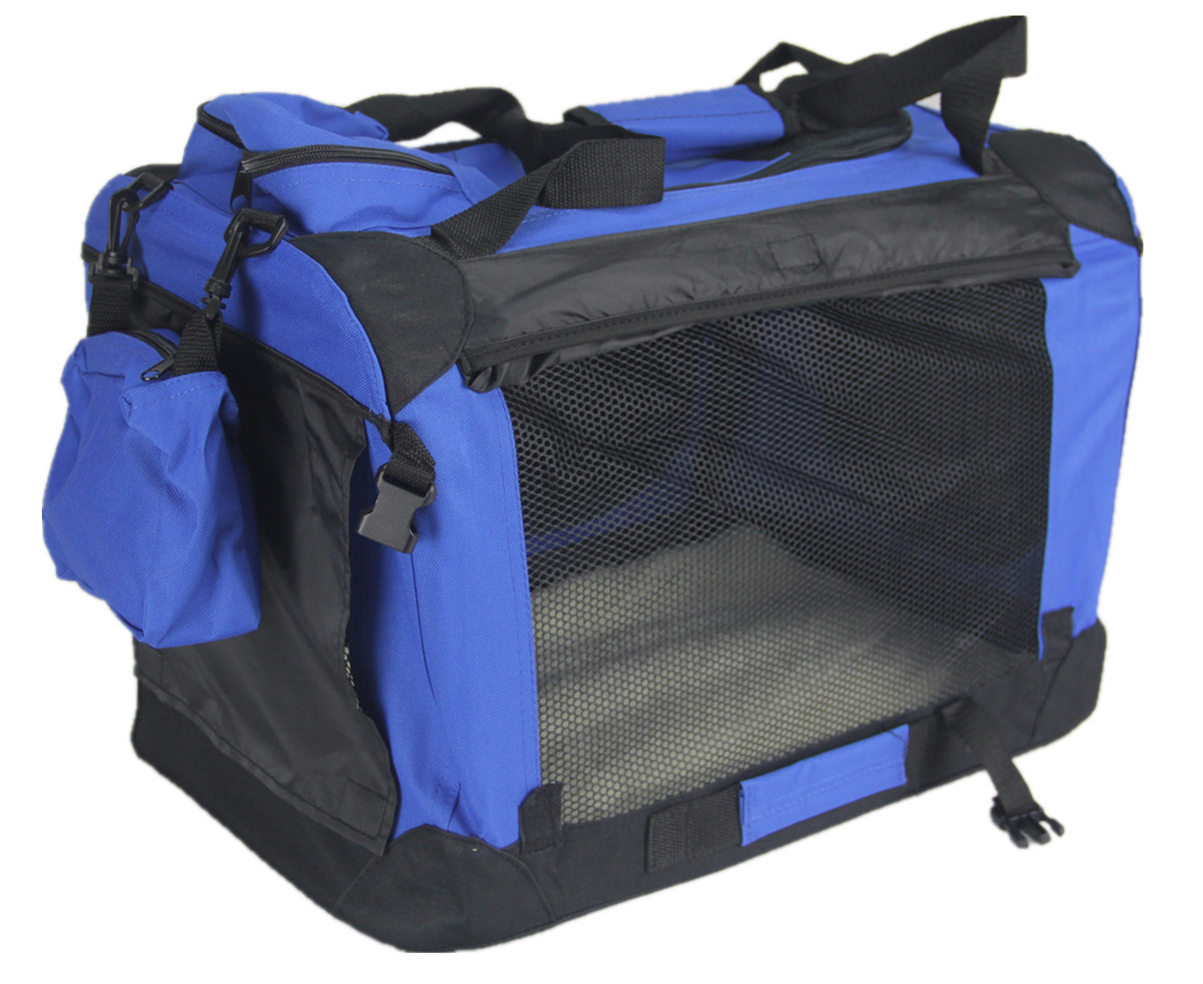 V278-SC4934-S_BLUE-85628-00 YES4PETS Small Foldable Pet Soft Dog Cat Puppy Rabbit Crate Bag With Curtain-Blue - Image 1