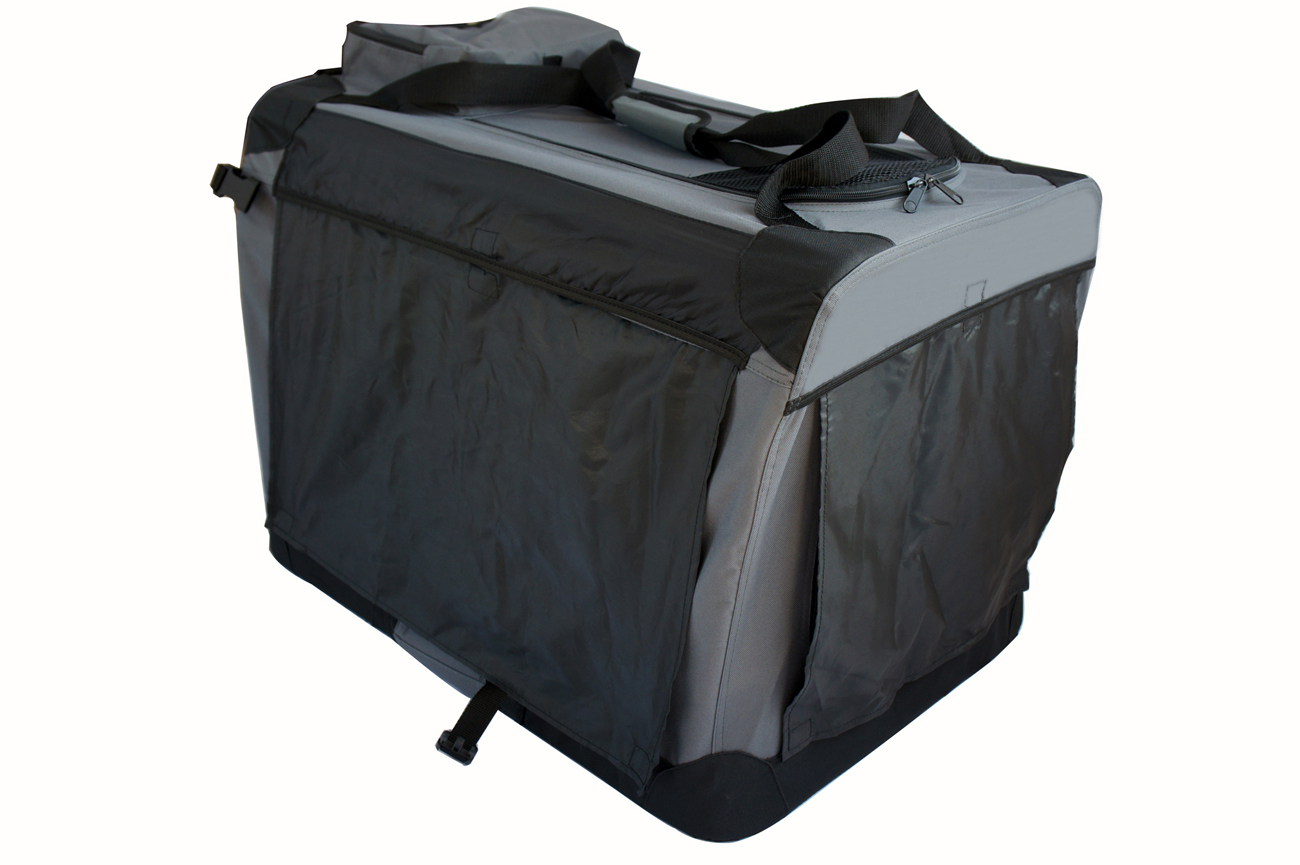 SONY DSC YES4PETS XL Foldable Soft Dog Puppy Cat Crate Cage Carrier With Curtain-Grey - Image 1