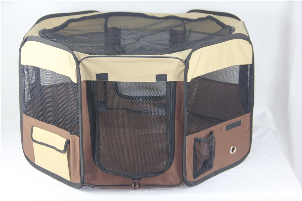 V278-SP4858_BROWN-85606-00 YES4PETS Medium Brown Pet Dog Cat Puppy Rabbit Tent Soft Playpen - Image 1