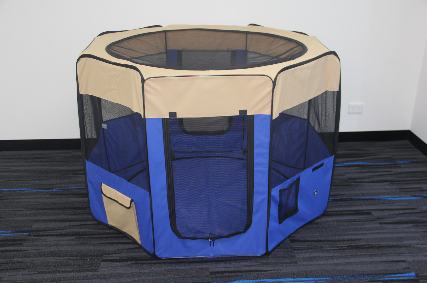 V278-SP5898_BLUE-120582-00 YES4PETS 98 cm High Foldable XL Blue Dog Puppy Cat Cage Soft Playpen Rabbit Enclosure - Image 1