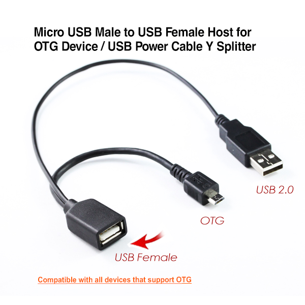 V28-ACBEZCOTGWITHPOW-01_8 Micro USB Male to USB Female Host for OTG Device / USB Power Cable Y Splitter - Image 1