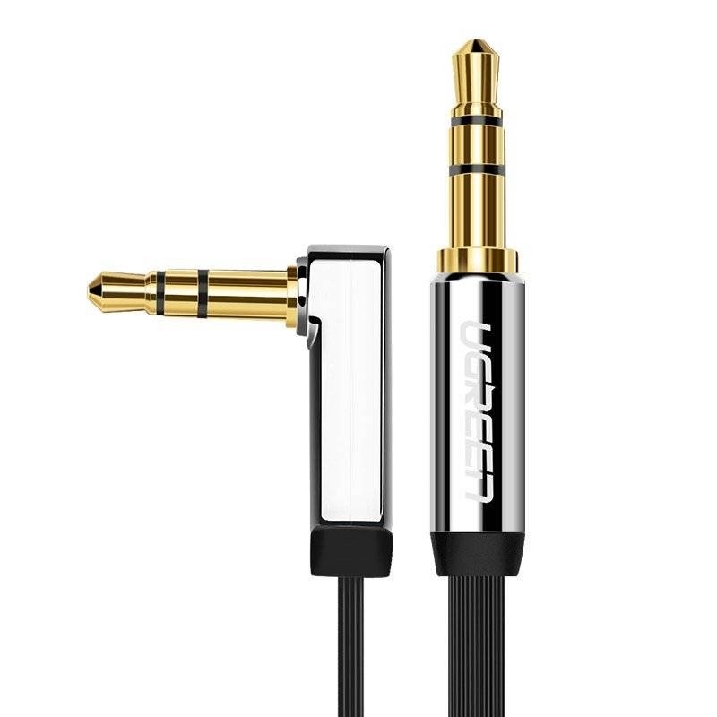 V28-ACBUGN10729-211296-00 UGREEN 10729 3.5mm Male to 3.5mm Right Angle 3.5mm Aux Cable 5m (Black) - Image 1