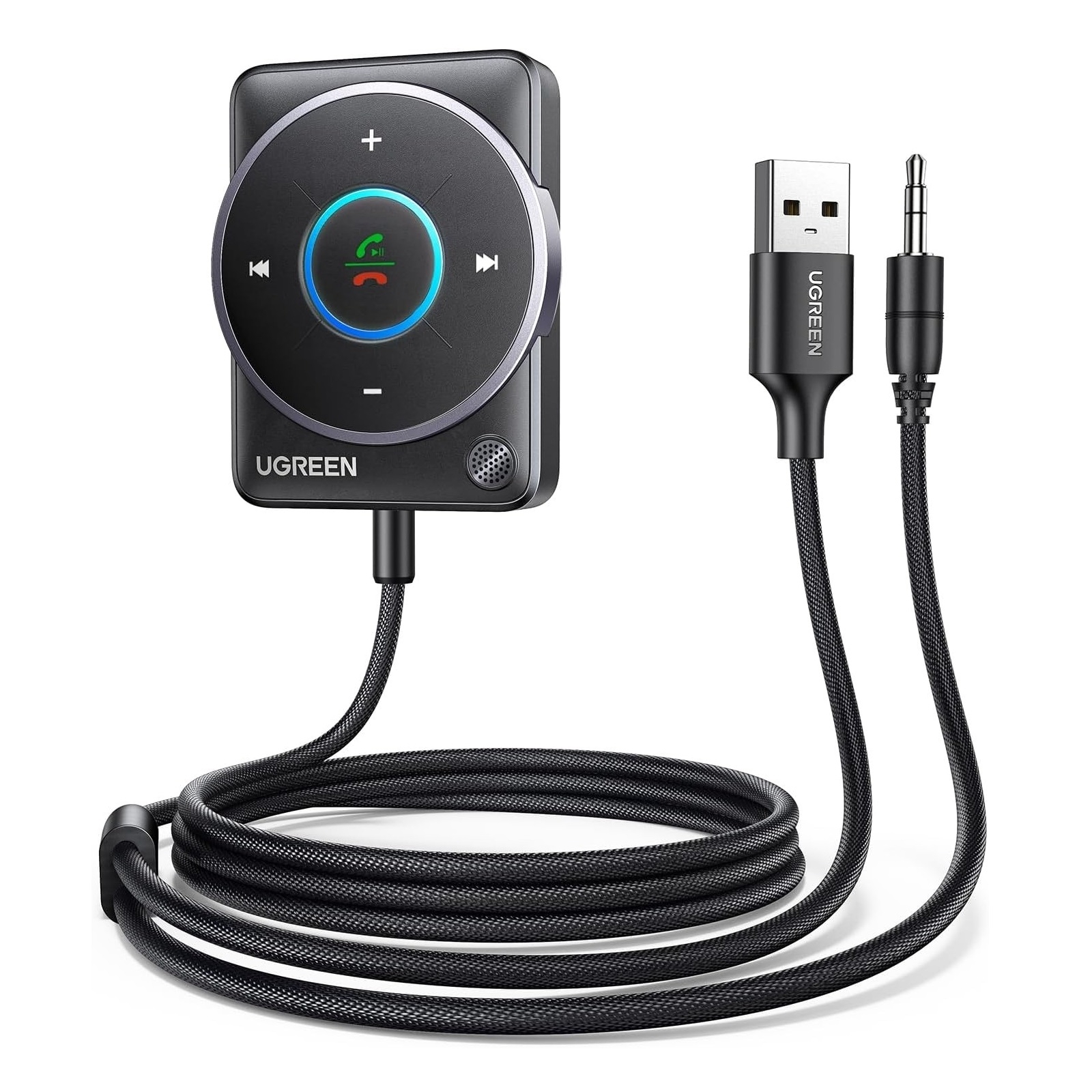 V28-ACBUGN35002-184120-00 UGREEN 35002 Bluetooth 5.4 Aux Car Adapter (Enhanced Connection & Noise Cancellation) - Image 1