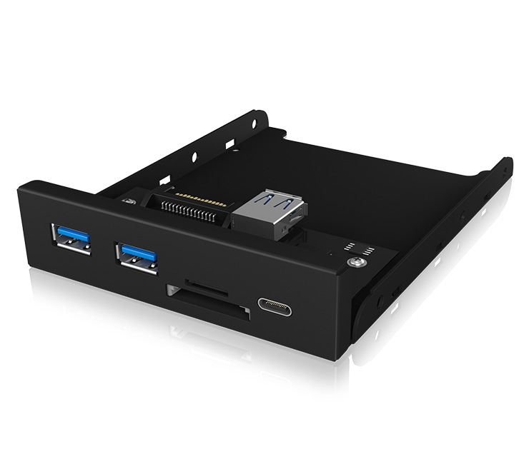 V28-ACRICYHUB1417I3-01_10 ICY BOX IB-HUB1417-i3 Frontpanel with USB 3.0 Type-C and Type-A hub with card reader - Image 1