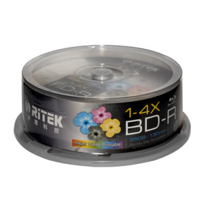 V28-BMDRITBLUREC25P-01_13 Ritek Blu-Ray BD-R 2X 25GB 130Min White Top Printable 25pcs - Image 1