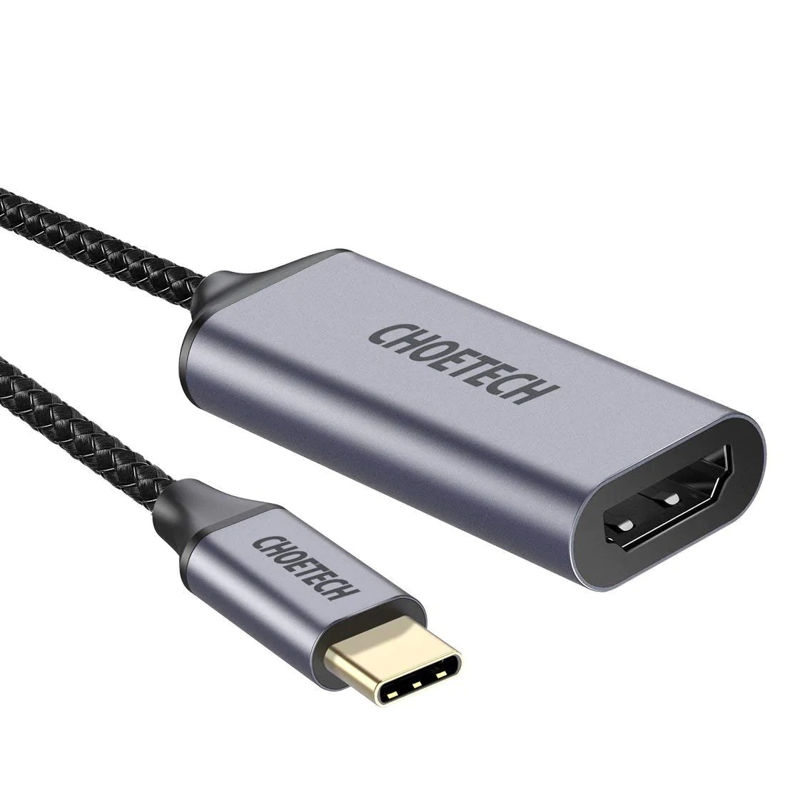 V28-ELECHOHUBH10_elechohubh10-1 CHOETECH HUB-H10 USB-C To HDMI Braided Cable Adapter - Image 1