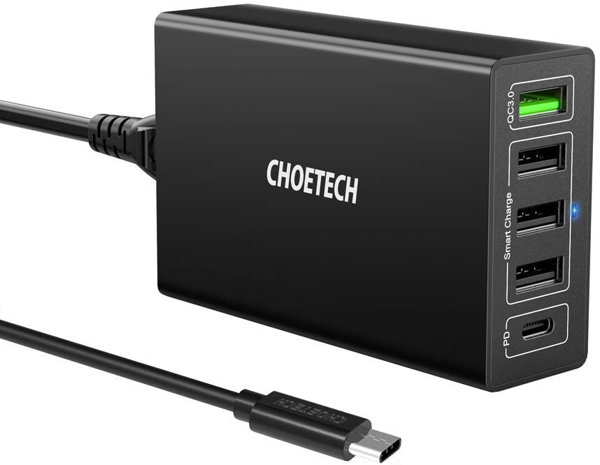 V28-ELECHOQ34U2Q_elechoq34u2q-1_1 CHOETECH Q34U2Q 5-Port 60W PD Charger with 30W Power Delivery and 18W Quick Charge 3.0 - Image 1