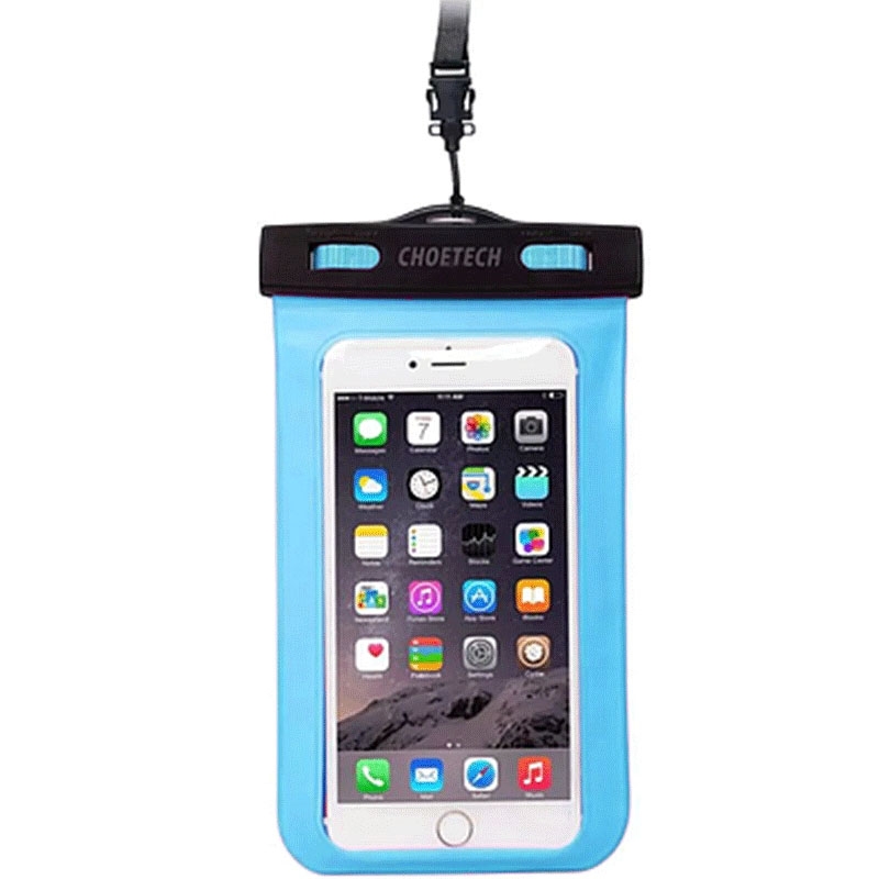 V28-ELECHOWPC007BE-202503071545-00 CHOETECH WPC007-BE Universal WaterProof Cell Phone Pouch bag up to 8-inch (Blue) - Image 1