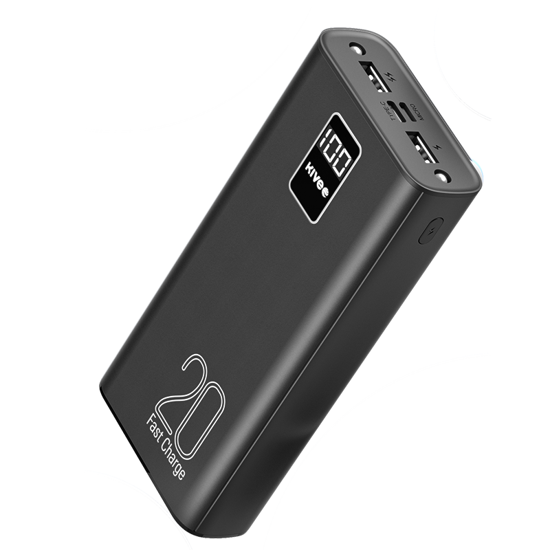 V28-ELEKIVPT23-86047-00 KIVEE PT23 20000mAh Power Bank with Digital Display Black - Image 1