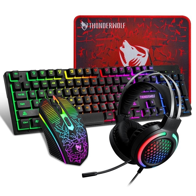 V28-ELETEQTF400_eleteqtf400-1_1 T-Wolf TF400 4-pcs Rainbow Keyboard/Mouse/Headphone/Mouse Pad Kit Set - Image 1