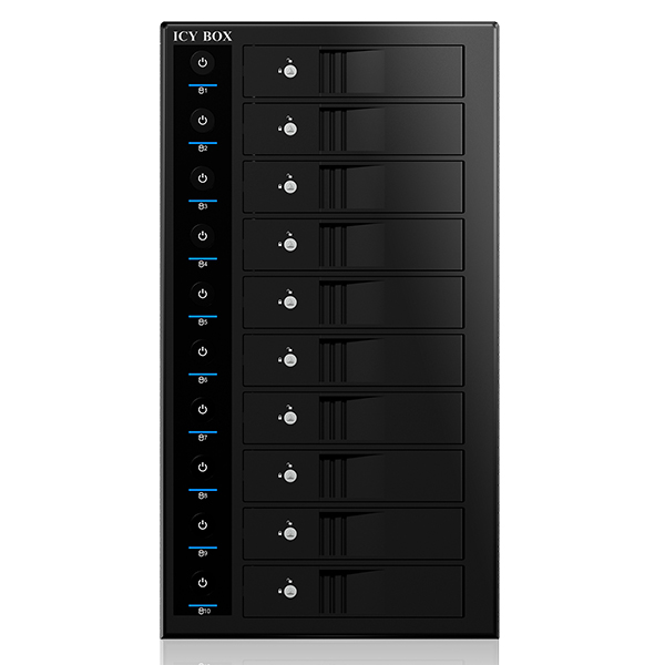 V28-HDDICY3810U3-01_7 ICY BOX 10-Bay External SINGLE System for 10x SATA 3.5" I/II/III HDD (IB-3810U3) - Image 1