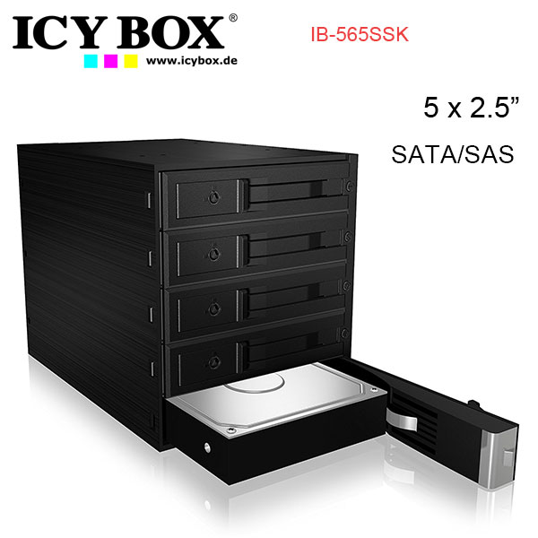 V28-HDDICY565SSK-01_7 ICY BOX Backplane for 5x 3.5" SATA or SAS HDD in 3x 5.25" bay (IB-565SSK) - Image 1