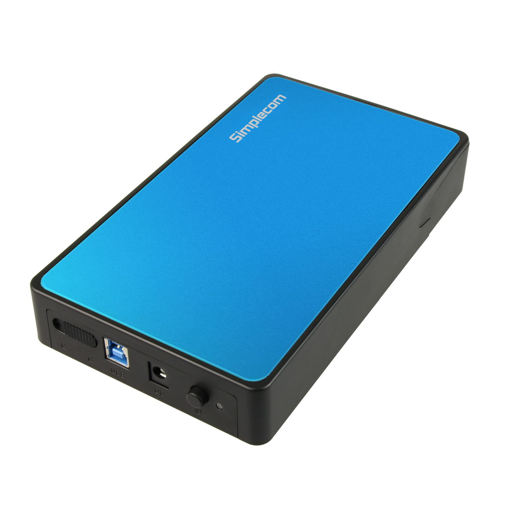 V28-SE325-BL-01_9 Simplecom SE325 Tool Free 3.5" SATA HDD to USB 3.0 Hard Drive Enclosure Blue - Image 1