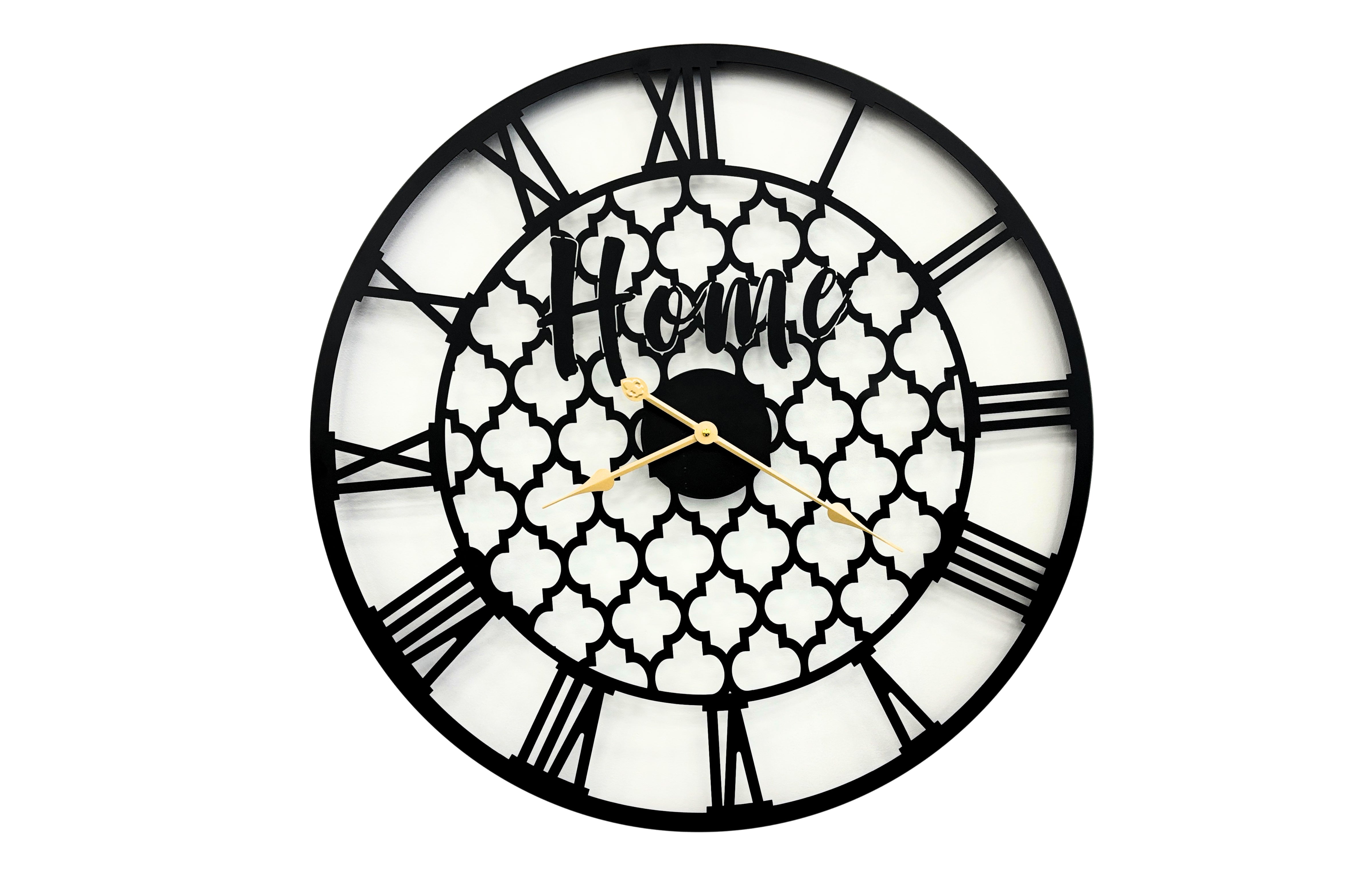 V292-CL-QTR-60-BLACK-191943-00 Quatrefoil 80cm Wall Clock -Black - Image 1