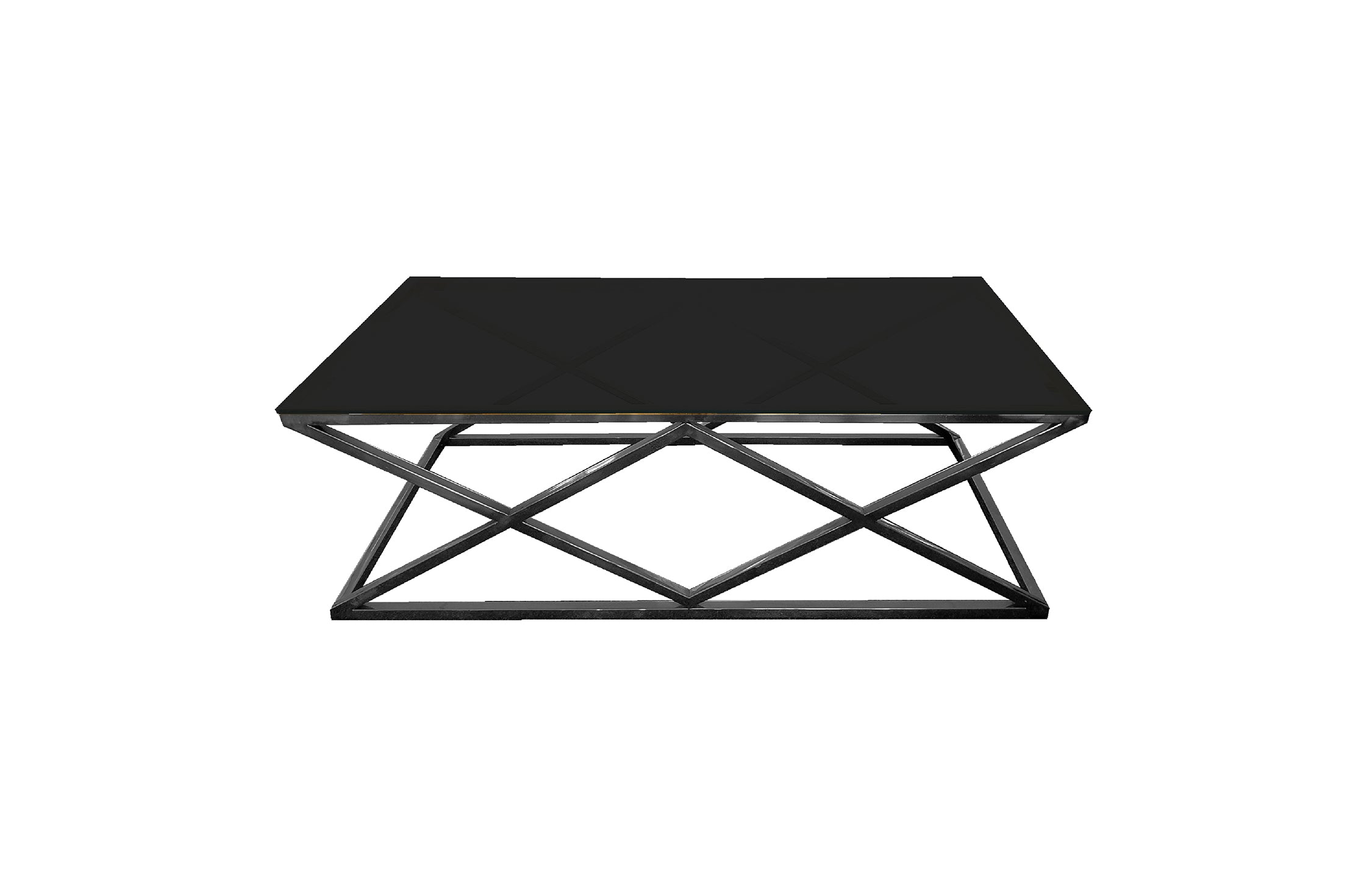 V292-CT-BEV-BLACKBASE-BLACKGLASS-203051-00 Alsea Coffee Table Black Base - Black Glass - Image 1