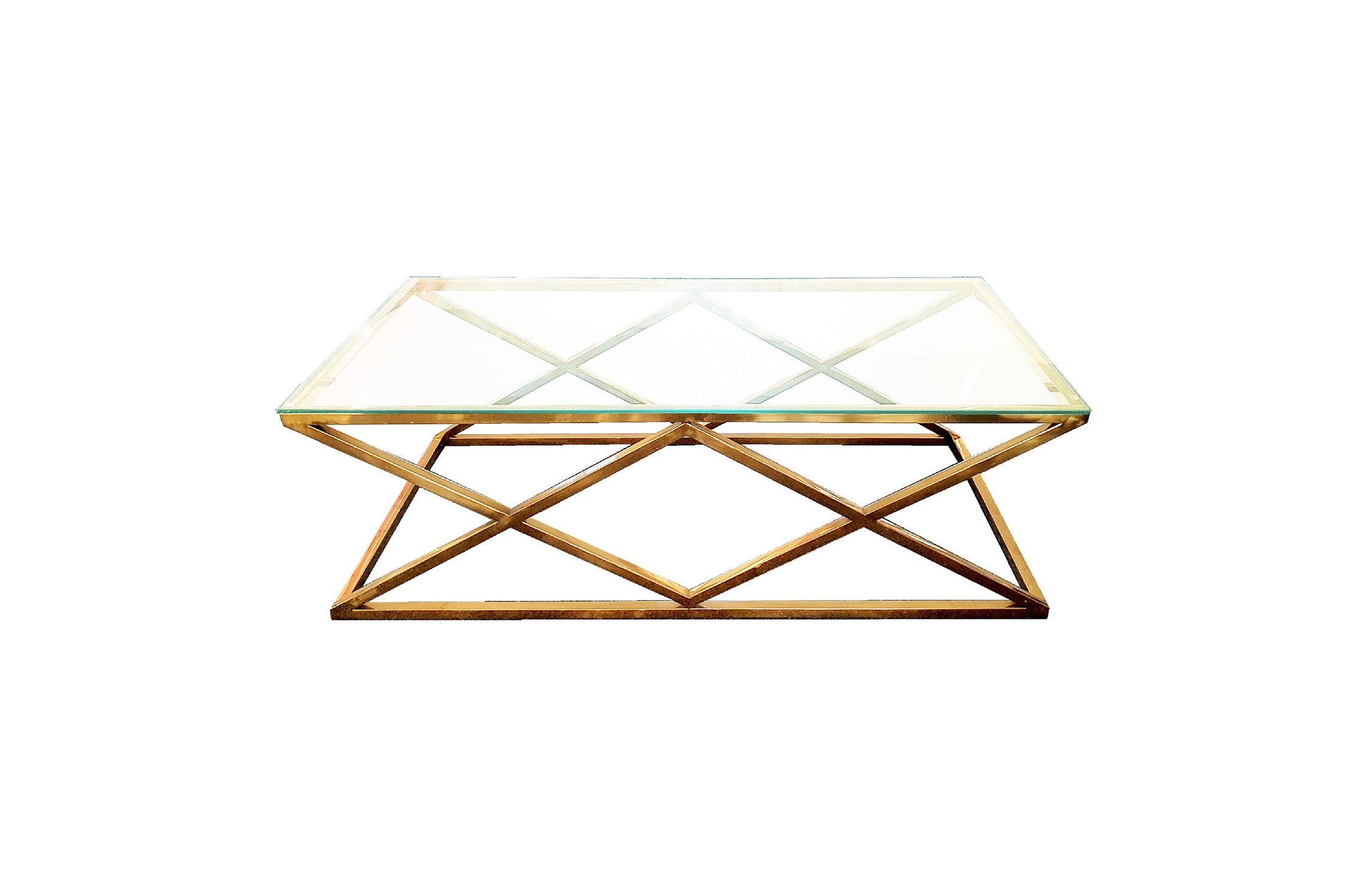 V292-CT-BEV-GOLDBASE-CLEARGLASS-203048-00 Alsea Coffee Table Gold Base - Clear Glass - Image 1