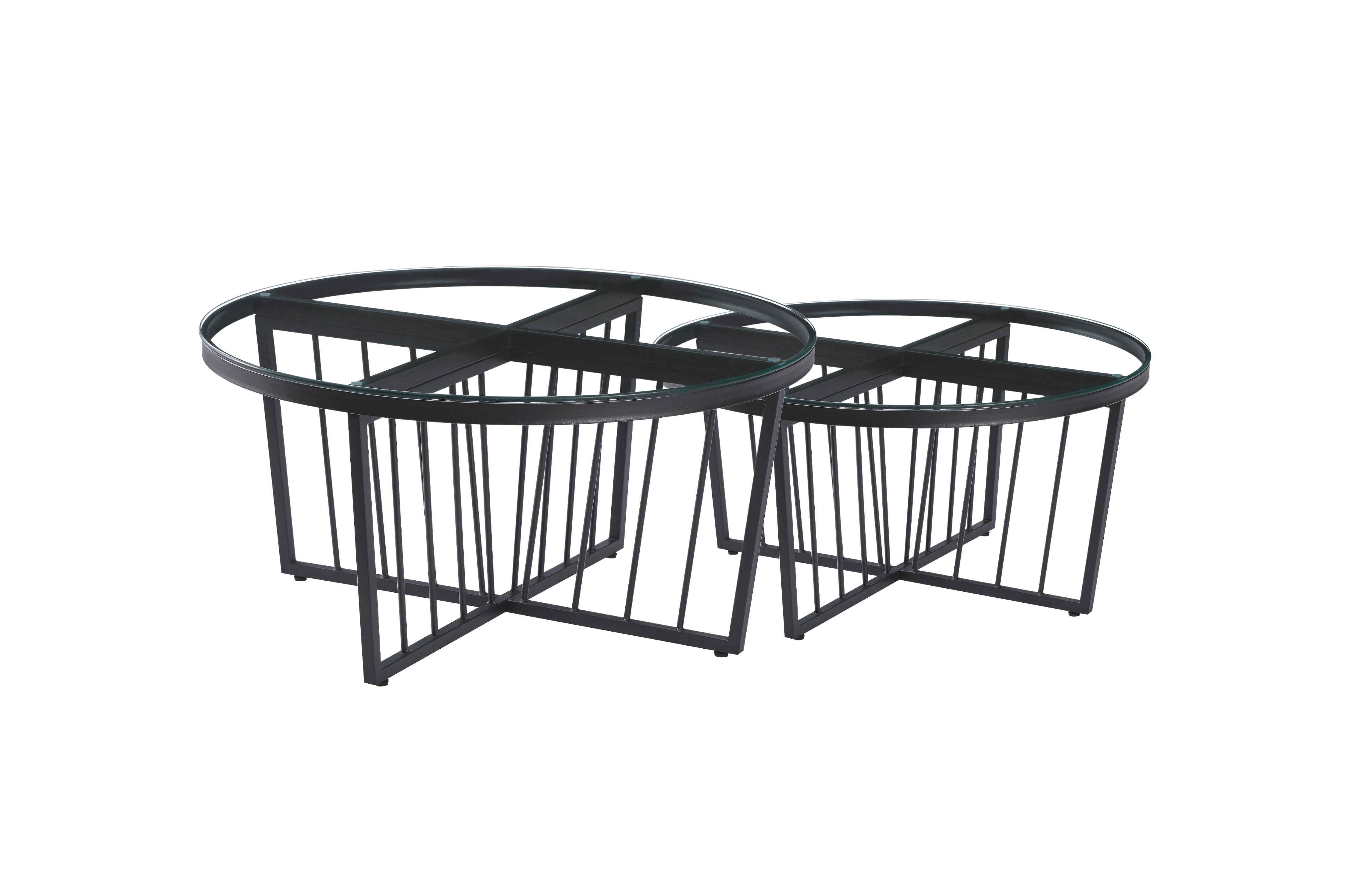 V292-CT-SER-95-BLACKBASE-CLEARGLASS-73628-00 Salina Coffee Table 90cm Black Base - Clear Glass - Image 1