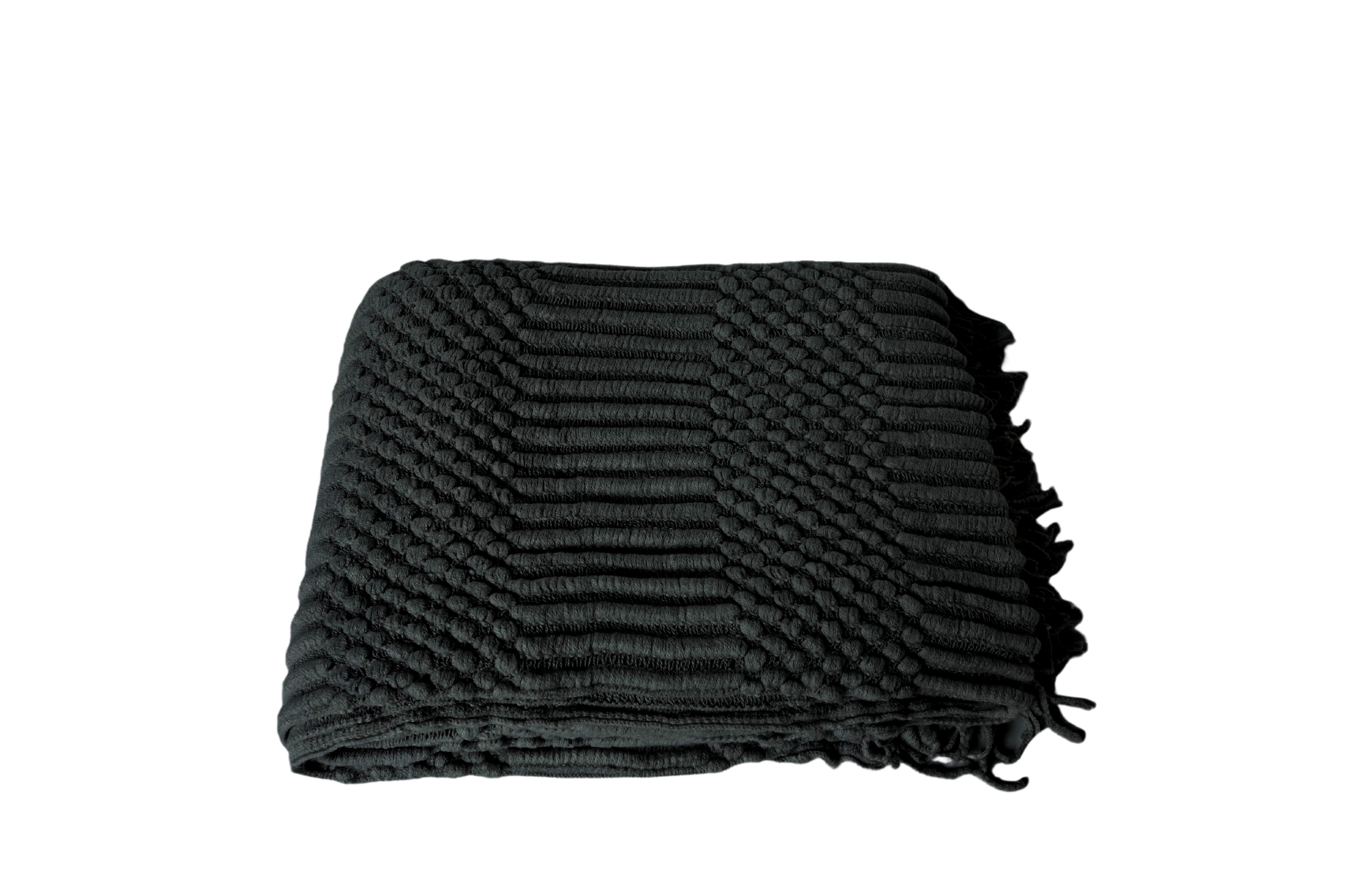 V292-HD-TRUG-TESSA-BLACK-202509031650-00 Tessa Throw Rug Blanket - Black - Image 1