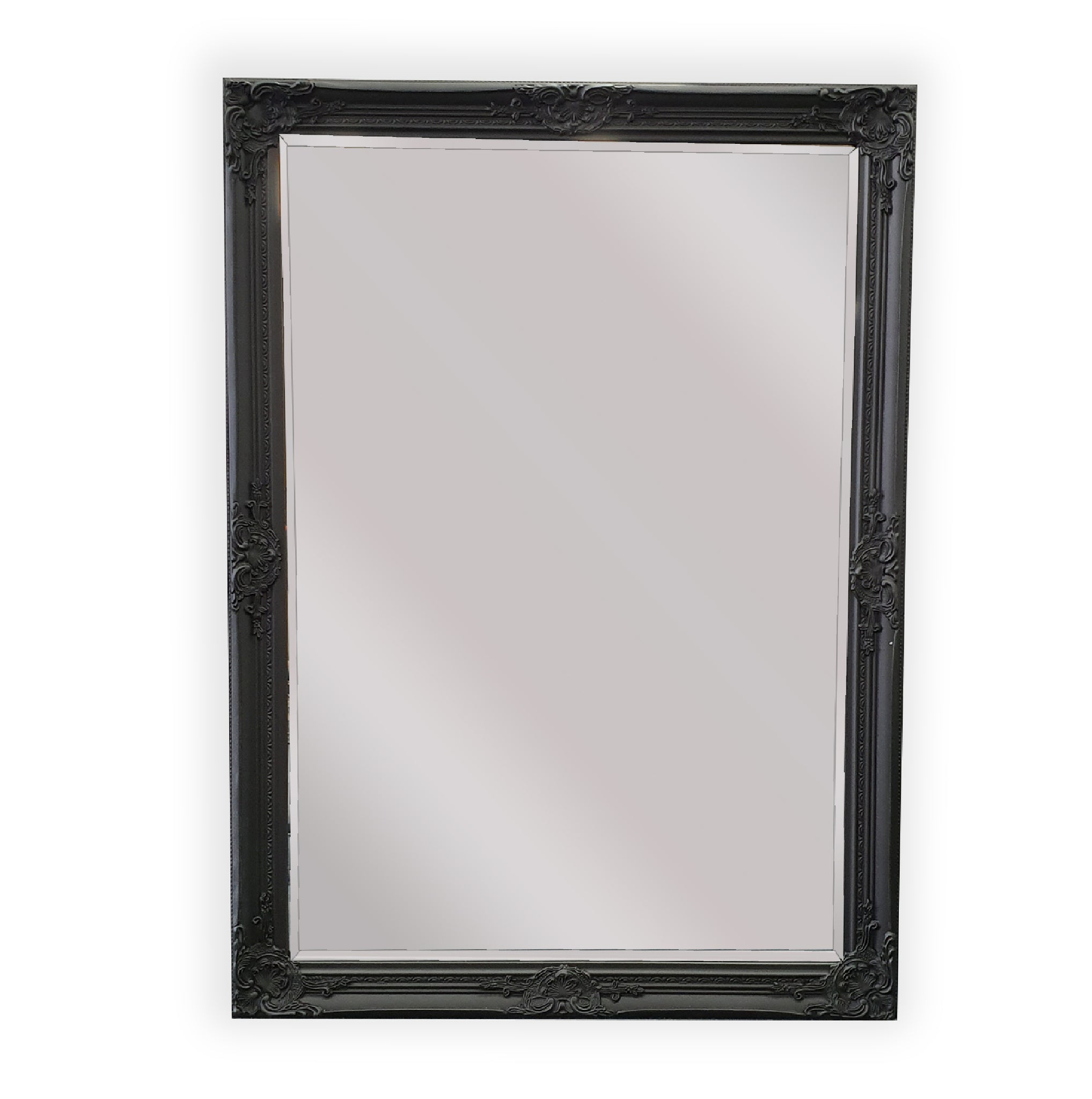 V292-MIRR-FRN015-51729-00 French Provincial Ornate Mirror - Black - Small 80cm x 110cm - Image 1