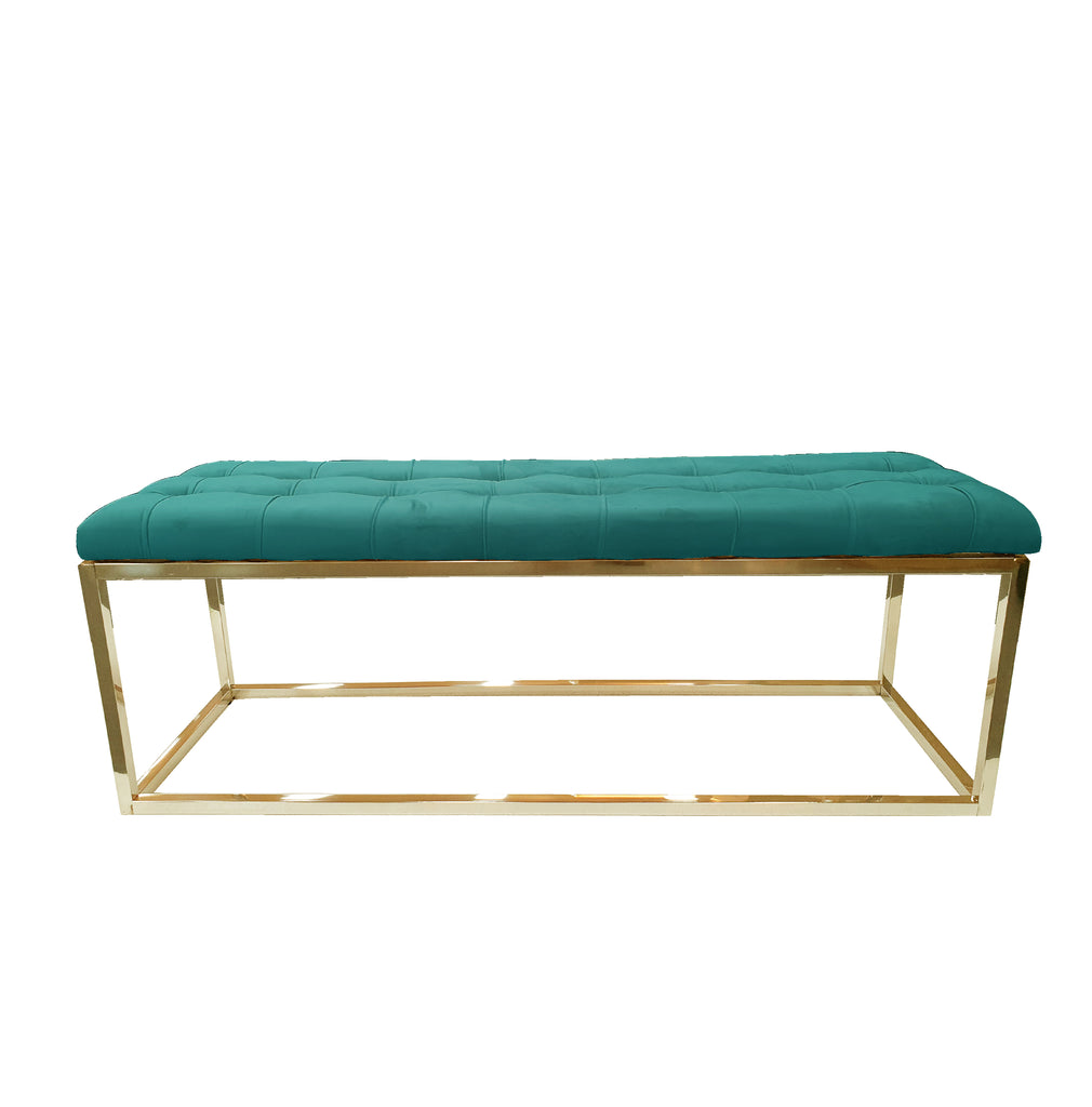 V292-OTT-HOLLY-GOLDBASE-GREENSEAT-73635-00 Holly Ottoman Gold Base - Green Seat - Image 1