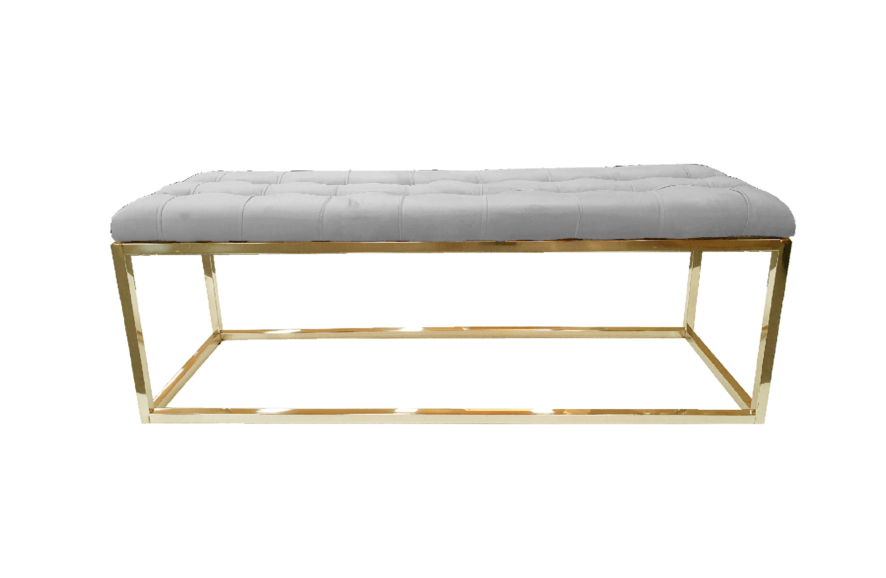 V292-OTT-HOLLY-GOLDBASE-LGREYSEAT-156309-00 Holly Ottoman Gold Base - Light Grey Seat - Image 1