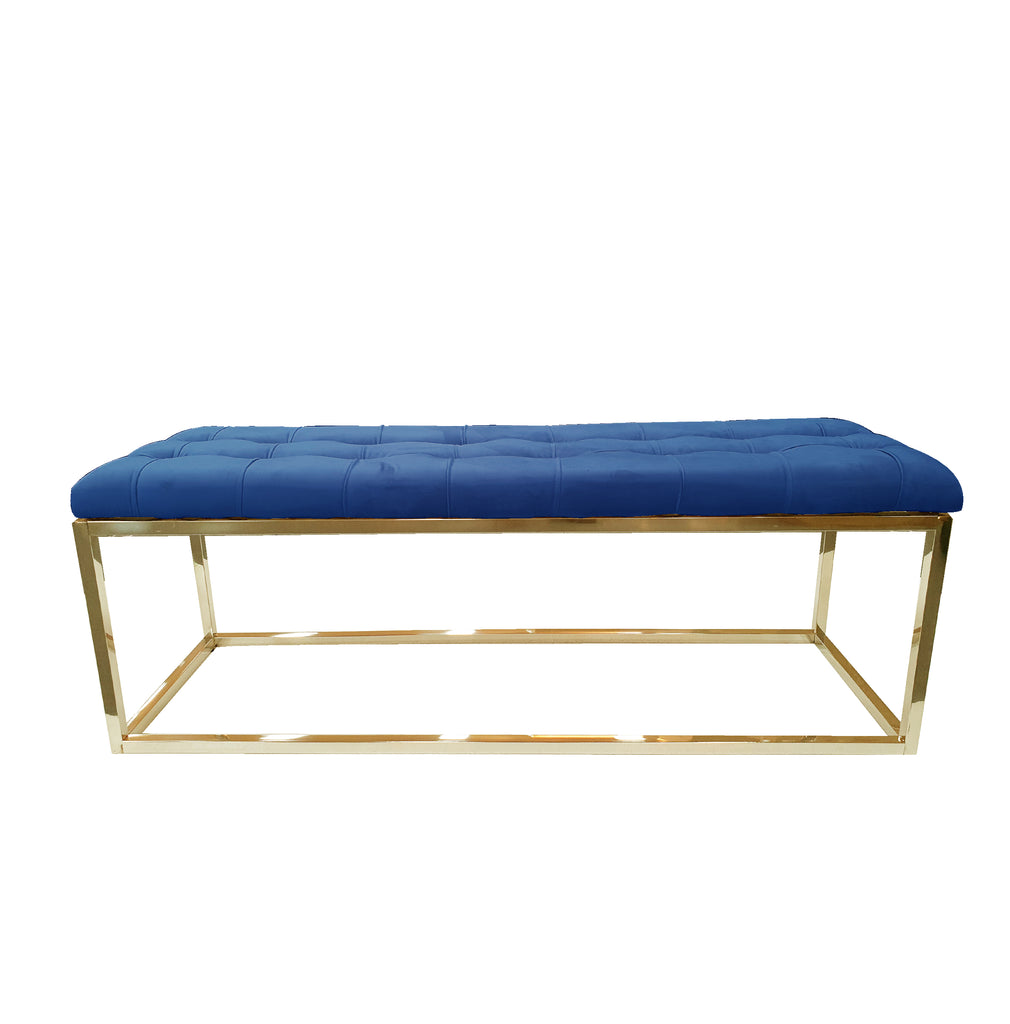 V292-OTT-HOLLY-GOLDBASE-NAVYBLUESEAT-73636-00 Holly Ottoman Gold Base - Blue Seat - Image 1