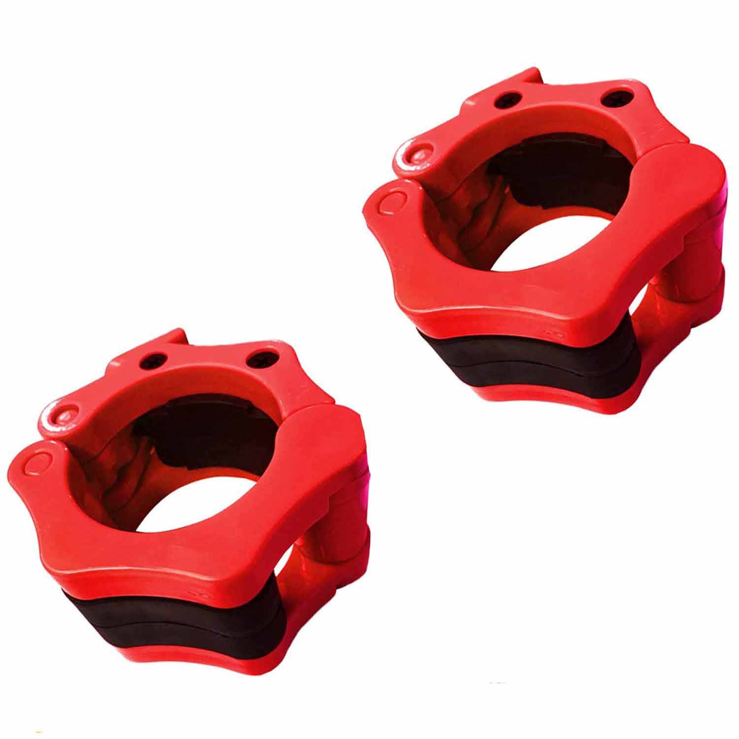 V324-2XBARBCLAMP-25RD-161080-00 2Pcs 1in / 25mm Dumbbell Clamps Barbell Clamps Collars Clips Bar Plates Collar Clips Red - Image 1