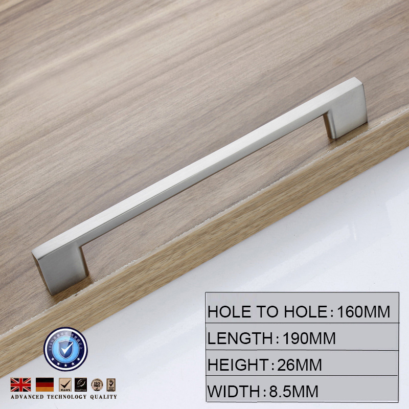 V324-5827-160-4-0014_160-00 Brushed Nickel Kitchen Door Cabinet Drawer Handle Pulls 160MM - Image 1