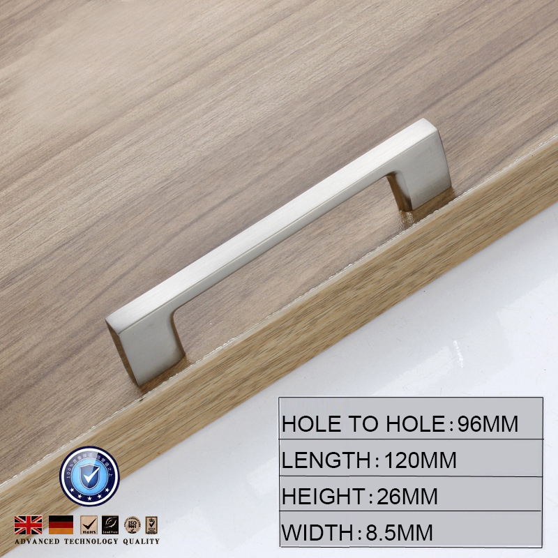 V324-5827-96-4-0014_96-00 Brushed Nickel Kitchen Door Cabinet Drawer Handle Pulls 96MM - Image 1