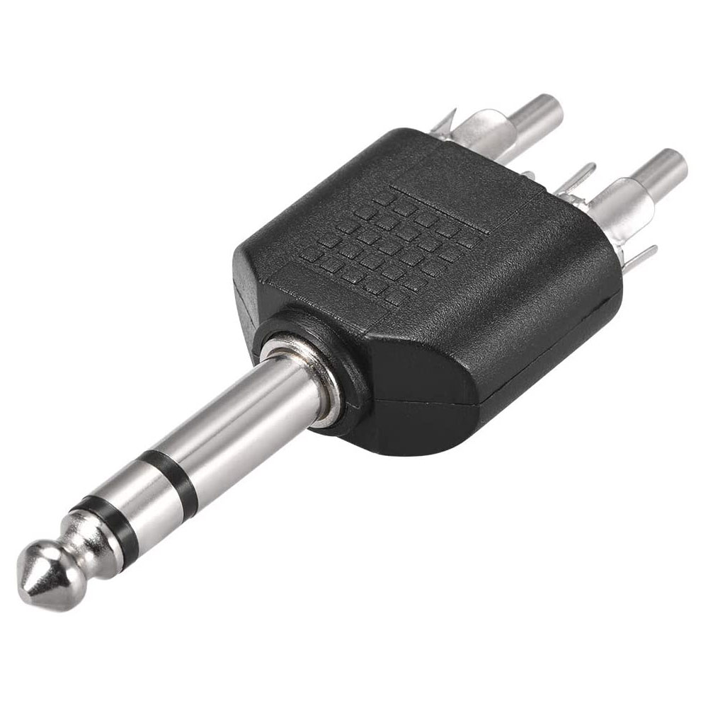 V324-635M-2RCAM-D-91199-00 1/4 6.35mm Mono Male To 2X RCA male Audio Connector Adapter Splitter" - Image 1