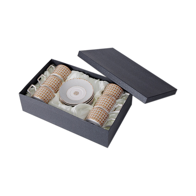 V324-6PCCPST-6-PIECE-CUP-SET-1-00 Gold Mosaic Porcelain Bone China Coffee Cup Saucer Sets Tea Cup Sets For Home Office Gift - Image 1