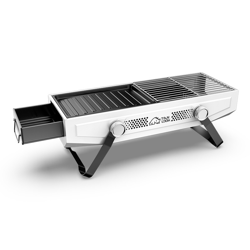 V324-BBQWHTL-79623-00 Foldable Portable Charcoal Frying Grill Grilling Outdoor Tabletop BBQ Grill For Camping Hiking Picnics - Image 1