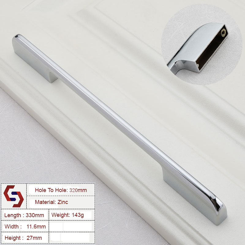 V324-BL-2019-SILVER-320-2019-WHITE-320-00 Zinc Kitchen Cabinet Handles Drawer Bar Handle Pull silver color hole to hole size 320mm - Image 1
