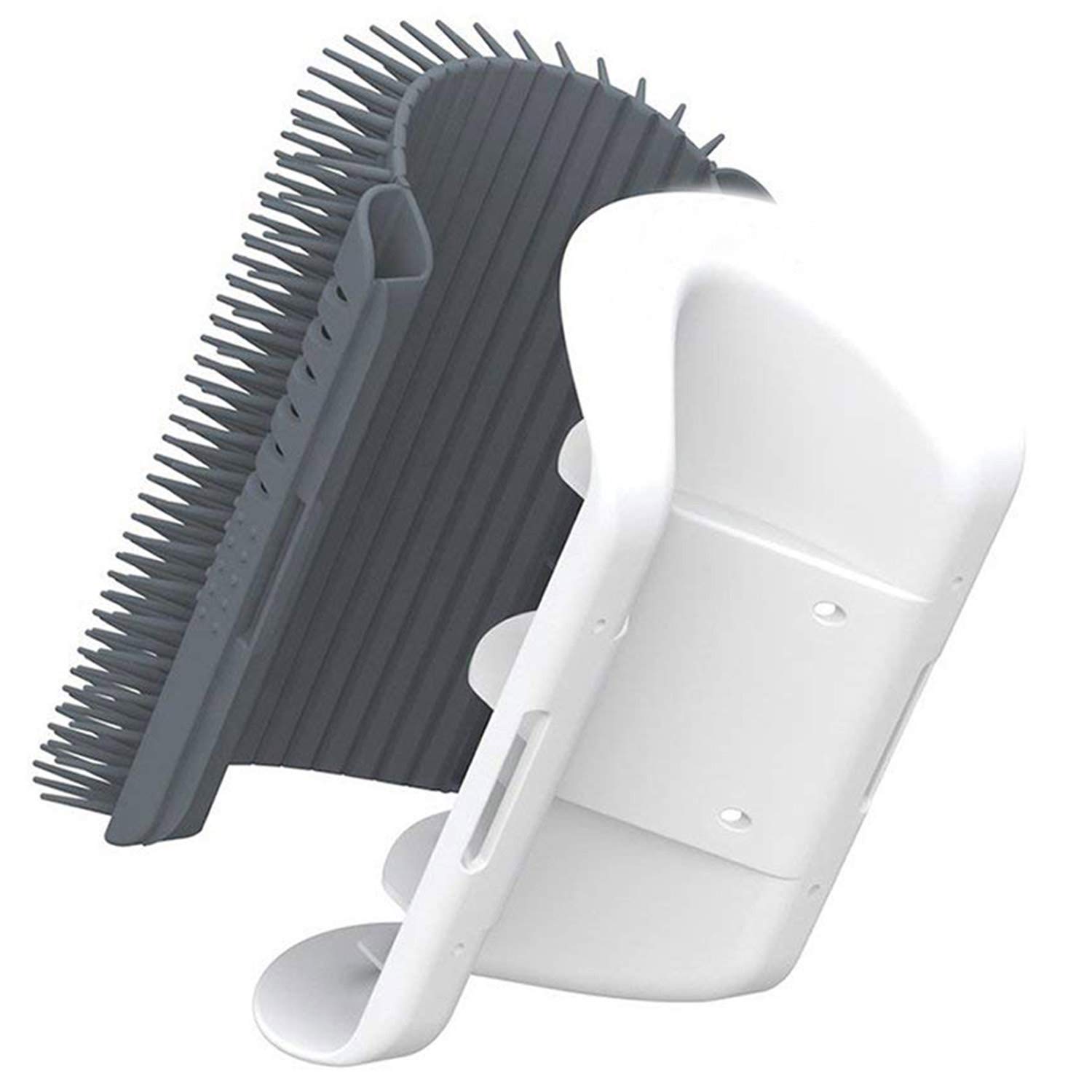V324-CATWALLSCRA-GREY-139444-00 Cat Self Groomer Catnip Dog Cat Toy Corner Groomer Wall Corner Scratcher Comb Grooming Massage Brush - Image 1
