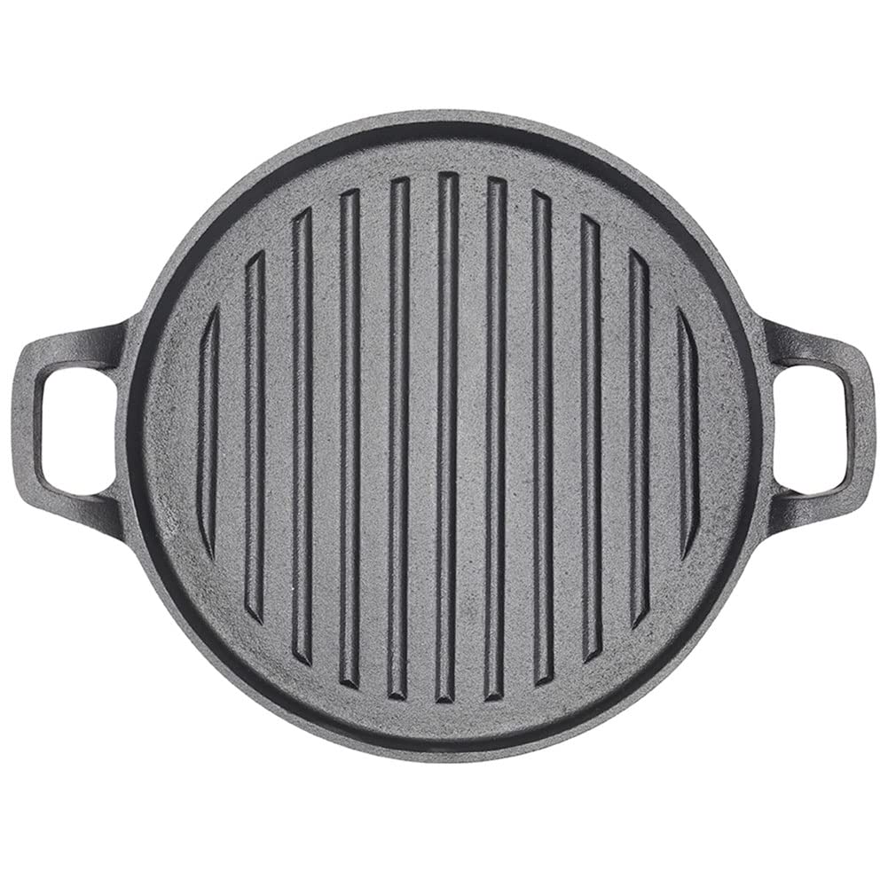 V324-CIPLATE-CAST-IRON-GRILL-PLATE-1-00 30cm Round Cast Iron Griddle Plate, BBQ Pan Cooking Griddle Grill for StoveF, Oven - Image 1