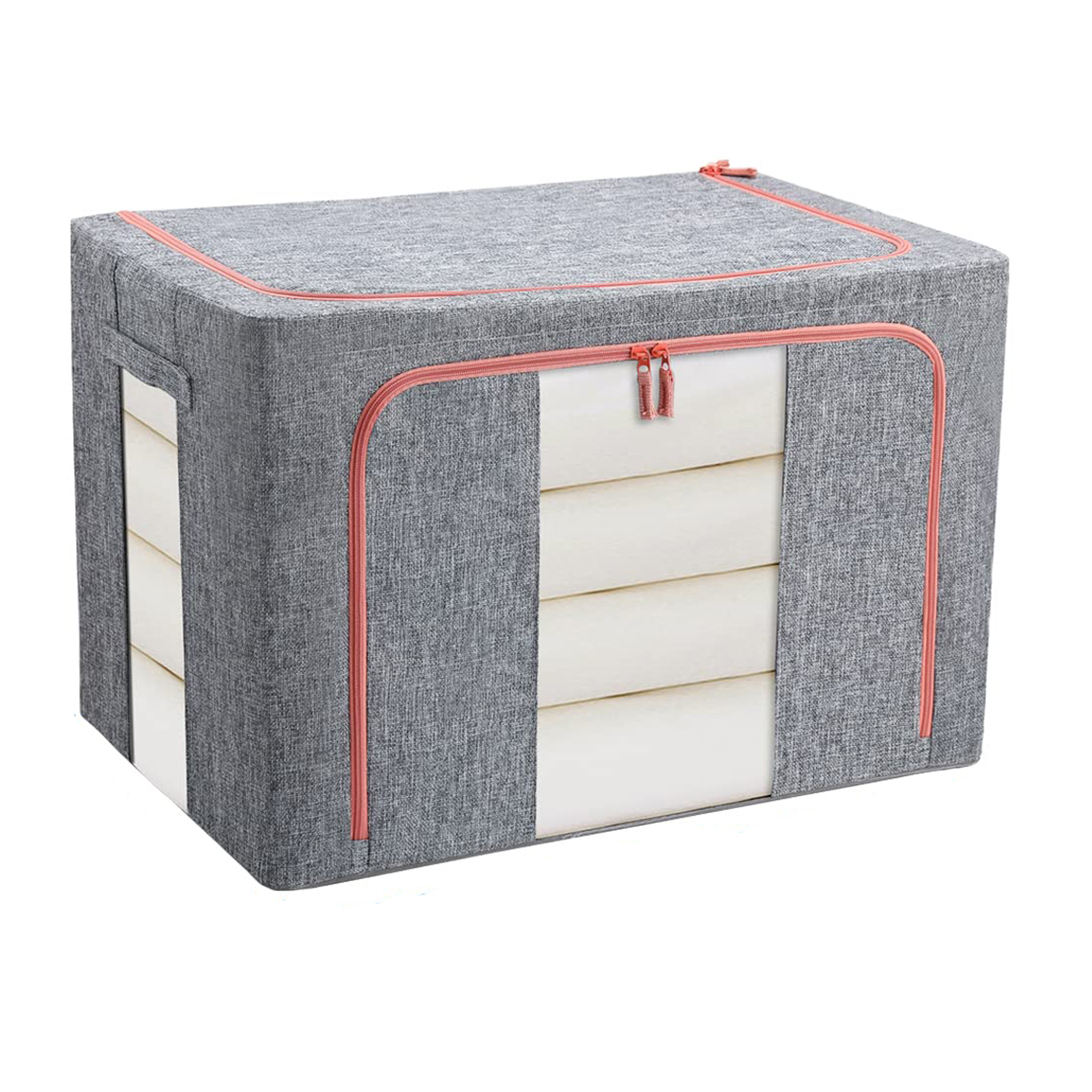 V324-CLOTHSTOR-GREY-66L-150560-00 66L Cloth Storage Box Closet Organizer Storage Bags Clothes Storage Bags Wardrobe Organizer Idea Grey - Image 1