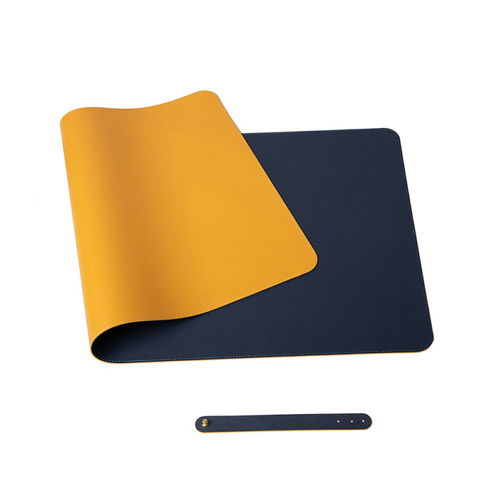 V324-COMMP-YELLOW12060-Computer-mouse-pad-yellow-1-00 Dark Blue 120cm*60cm Dual Side Office Desk Pad Waterproof PU Leather Computer Mouse Pad - Image 1