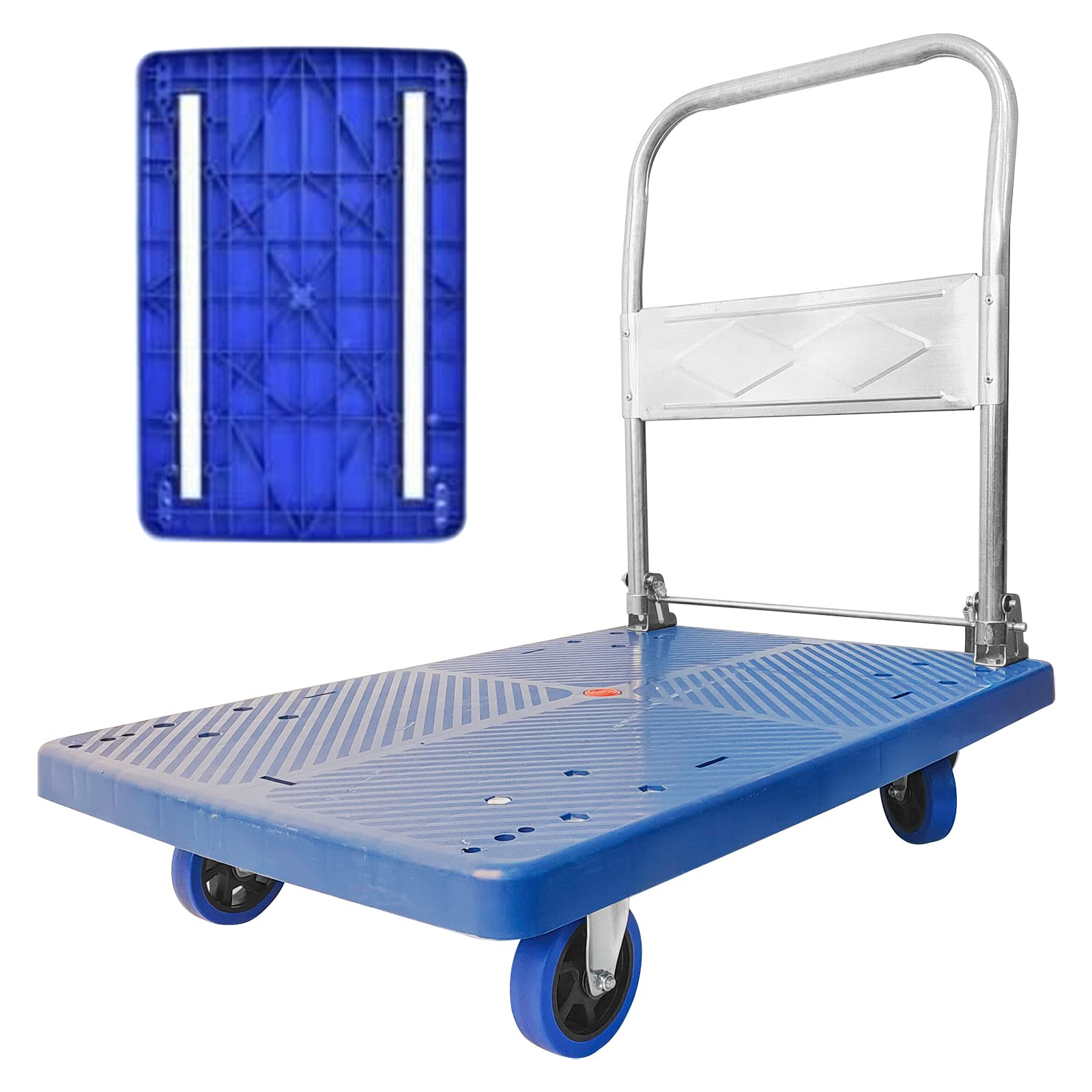 Version 1.0.0 300kg Foldable Warehouse Platform Trolley Truck Dolly Platform Cart Swivel Wheels Moving Cart Flatbed - Image 1