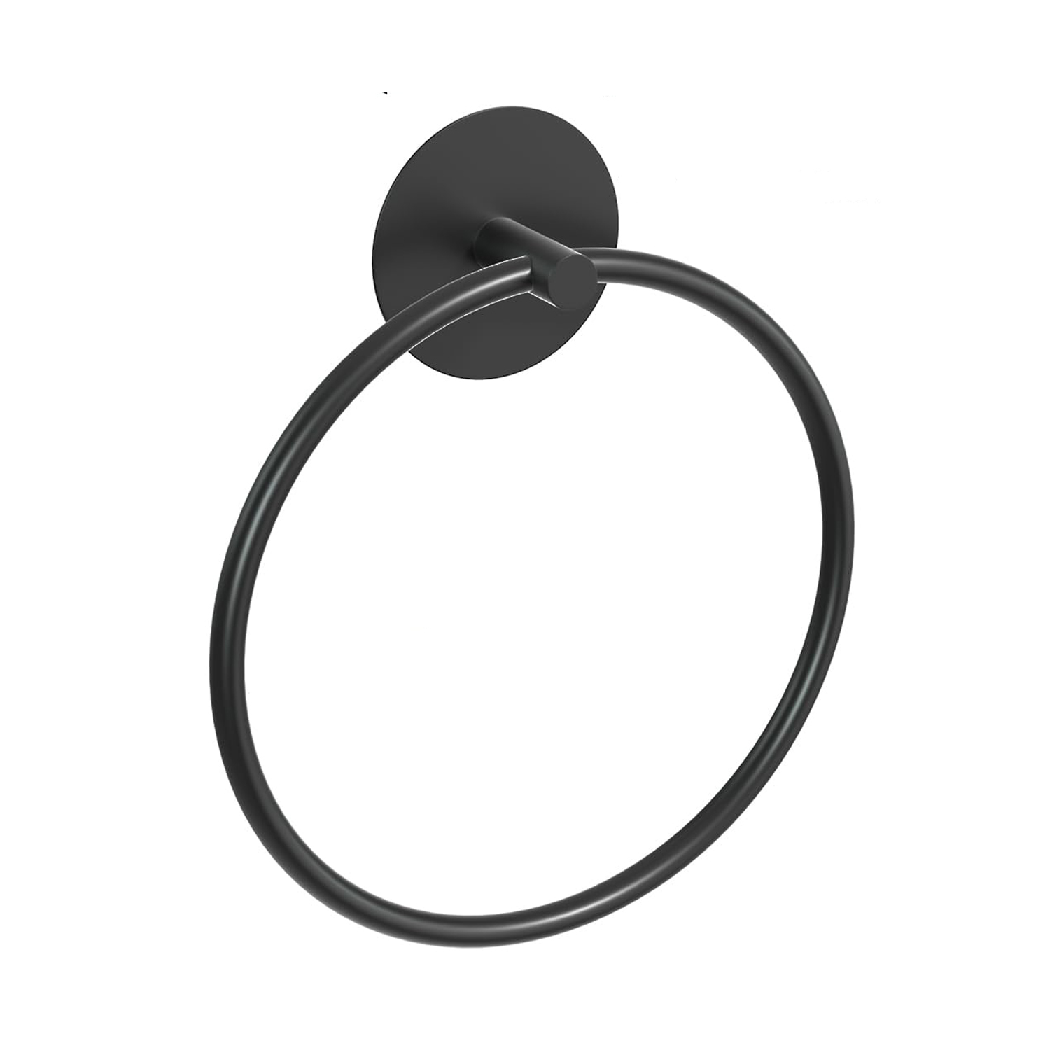 V324-JWTCTOWLRACK-RDBK-150863-00 Bathroom Towel Ring Bathroom Towel Rack Adhesive Hand Towels Holder Towel Hanger Round Black - Image 1