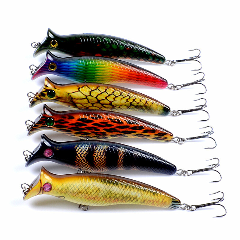 V324-LB68-LB68-1-00 6x Popper Poppers 12.4cm Fishing Lure Lures Surface Tackle Fresh Saltwater - Image 1