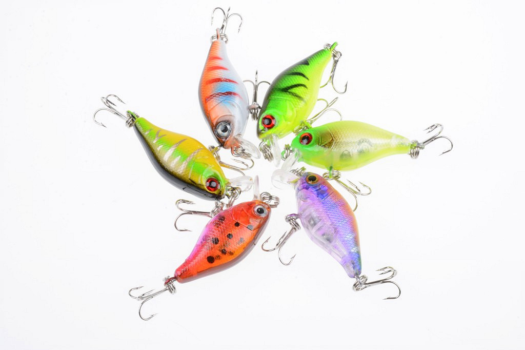 V324-LD-C0036-1-00 6x 4.5cm Popper Crank Bait Fishing Lure Lures Surface Tackle Saltwater - Image 1