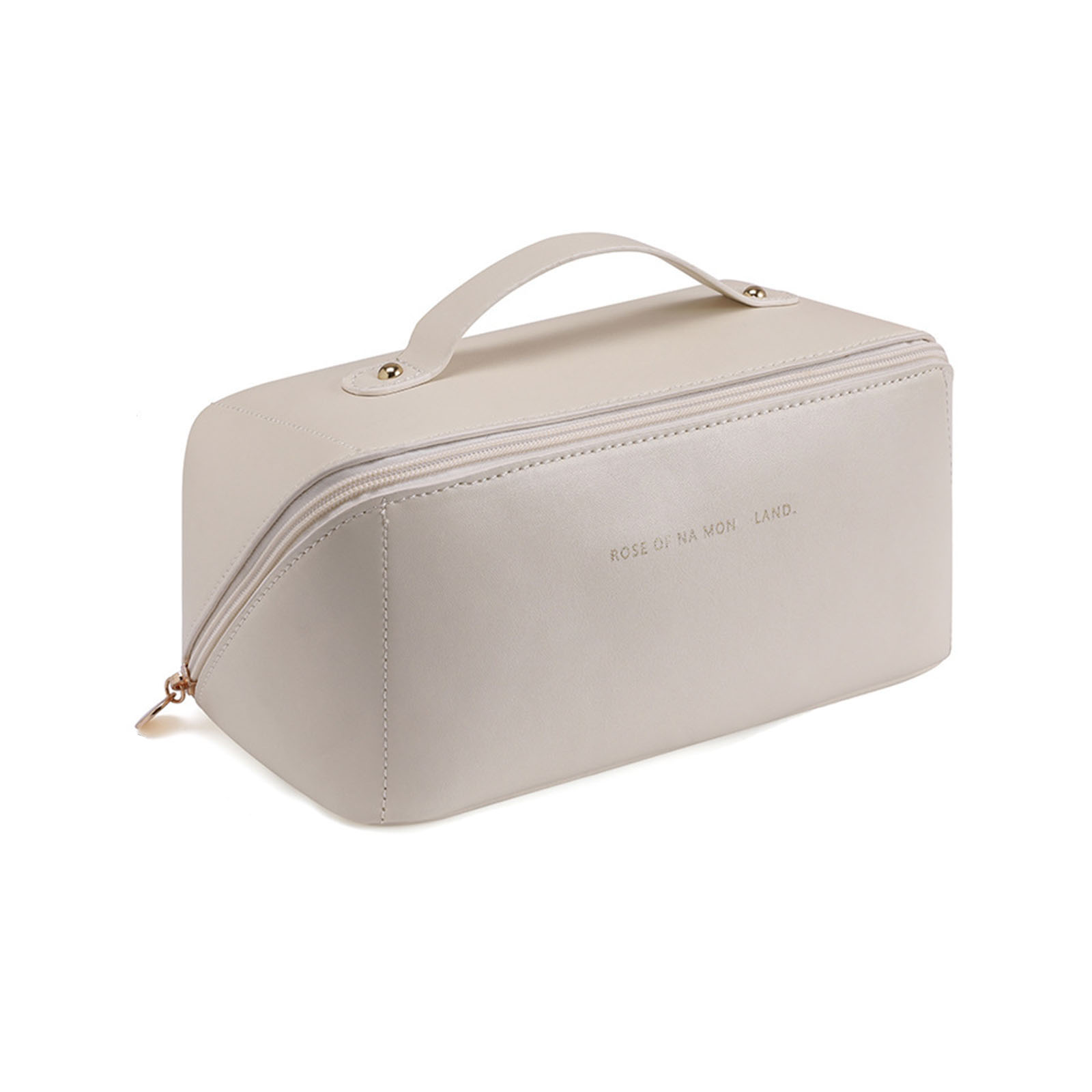 V324-MKBAG-WH-79613-00 Large Travel Cosmetic Bag Portable Make up Makeup Bag Waterproof PU Leather Storage White - Image 1