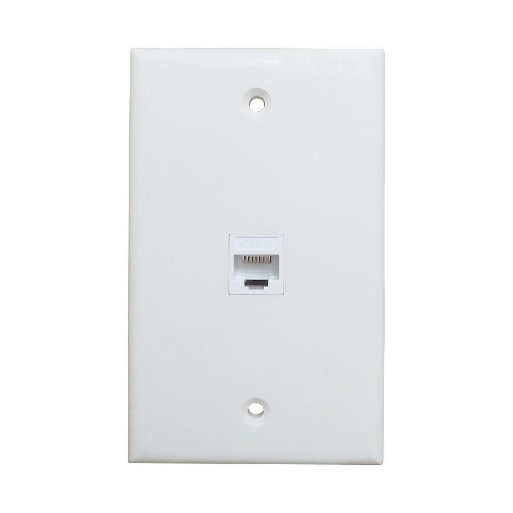 V324-WP2XC6-1RJ45WP-1-00 Ethernet Wall Plate 1 Port Cat6 Ethernet Cable Wall Plate Adapter - Image 1