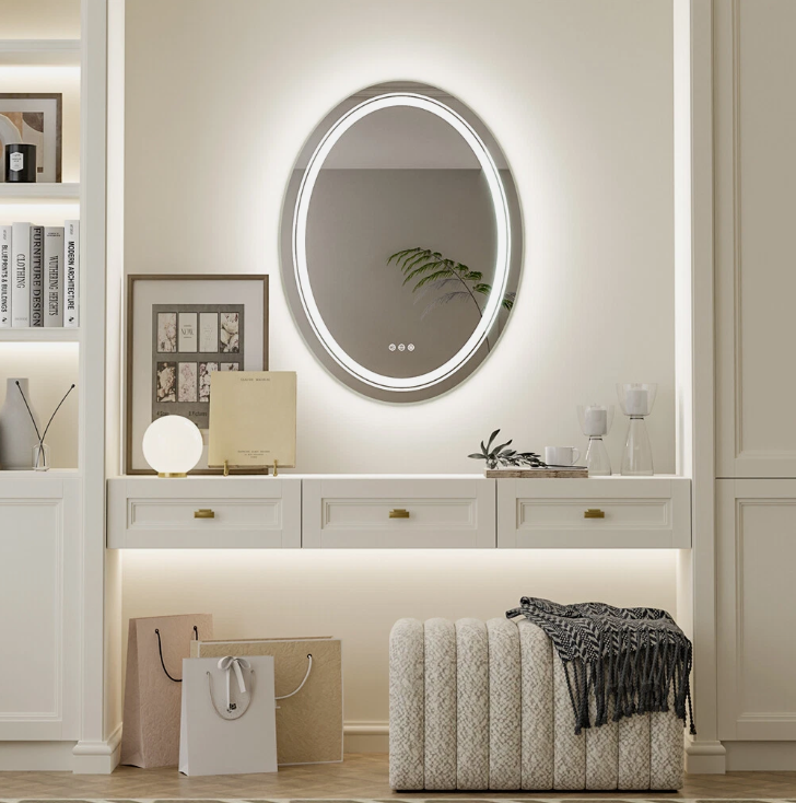 V355-IA-OWM-80-202507041745-00 Interior Ave - LED Oval Frameless Salon / Bathroom Wall Mirror - 60 x 80cm - Image 1