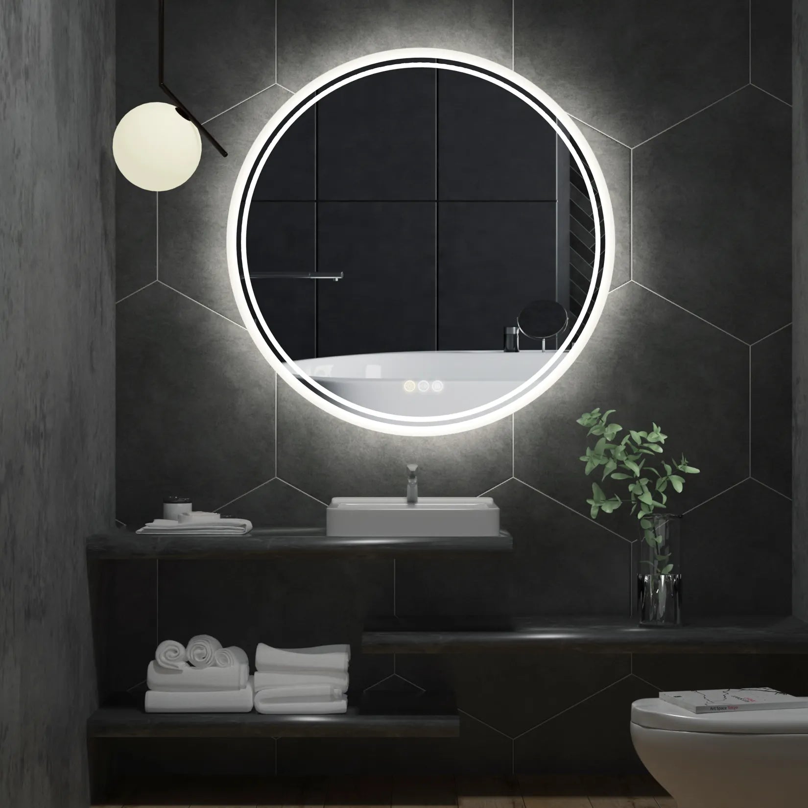 V355-IA-RWM-80-177172-00 Interior Ave - LED Round Frameless Salon / Bathroom Wall Mirror - 80m - Image 1