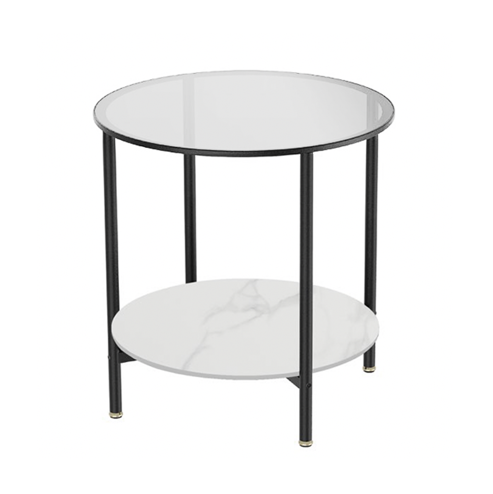 V355-IA-ST8-GMB-141251-00 Interior Ave - Cosmopolitan Two Tier Mix Side Table - Marble & Glass - Image 1