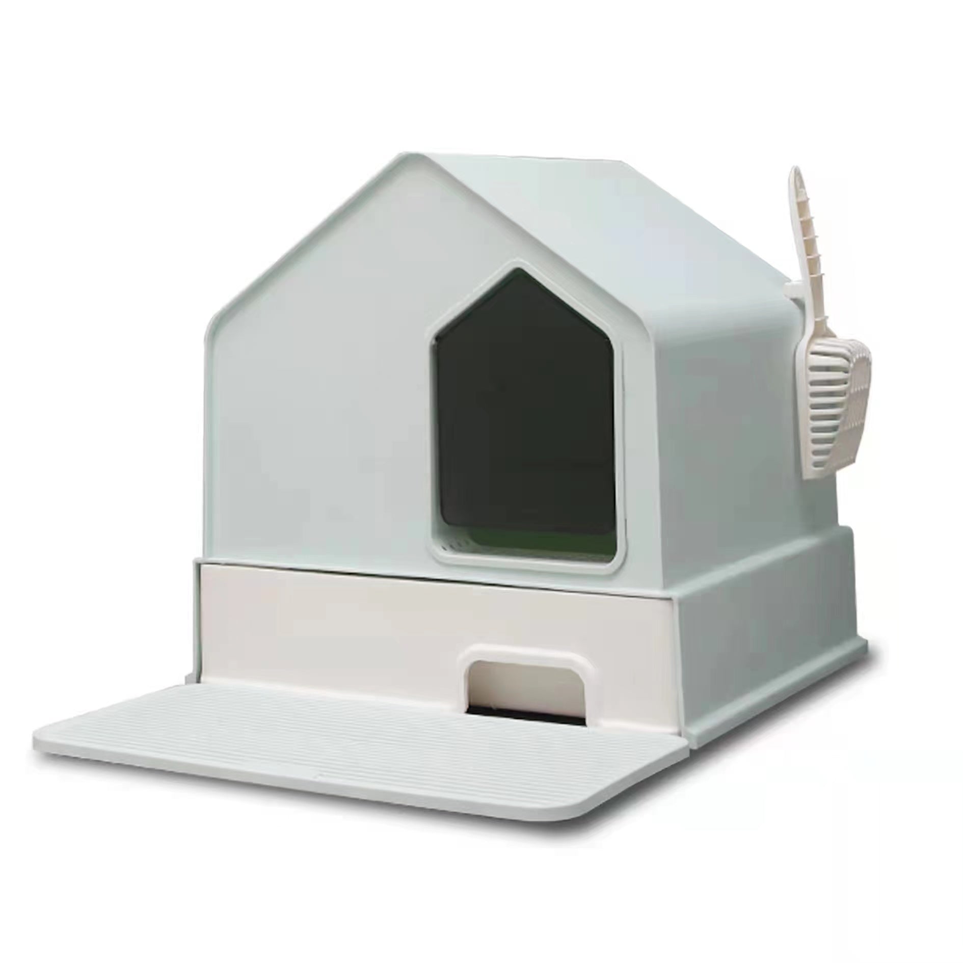 V378-PWCLB-GR-95748-00 Petwiz Enclosed Cat Litter Box House – Green - Image 1