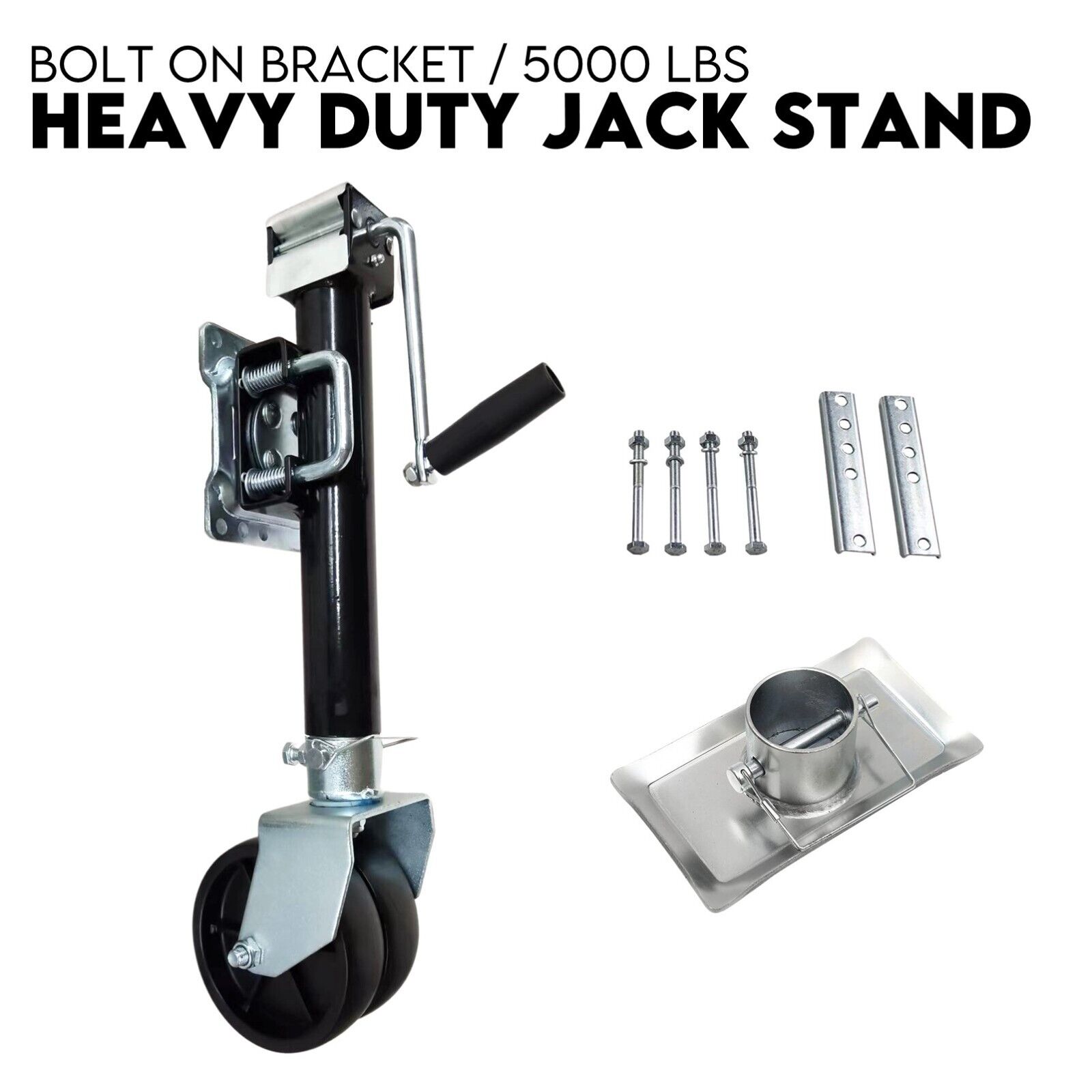 V379-JKYST105020202-78747-00 TRAILER PARTS TRAILER CARAVAN JACK STAND /JOCKEY WHEEL DRAW BAR FITMENT 5000LBS - Image 1