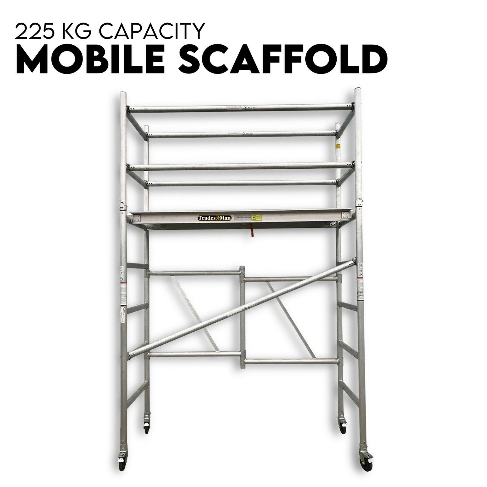 V379-MOBSCAFF3SET03-67216-00 3.0M Aluminium Scaffold Mobile Tower Single Width Platform Height AU Standard - Image 1