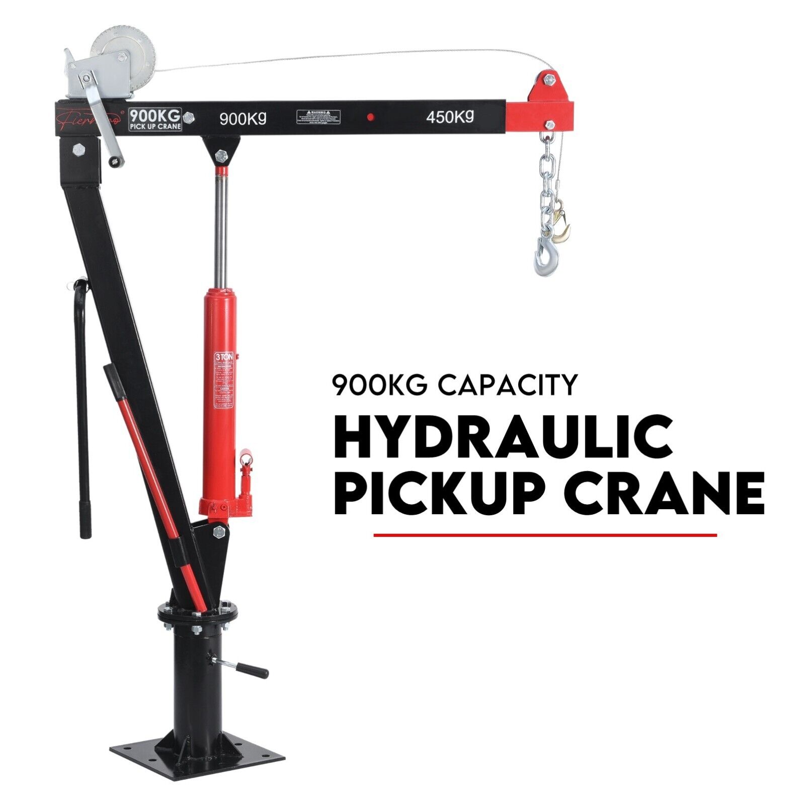 V379-PKUPCRNBOSET01-95278-00 Hydraulic Crane 900kg Pickup Swivel Ute Truck Trailer Lift Hoist Winch Haul - Image 1